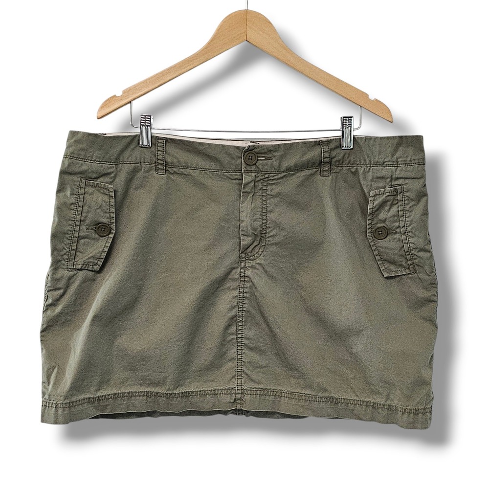 Gap Cargo Mini Skirt 20 Olive Green Utility Cotton Pockets Y2K Safari Gorpcore